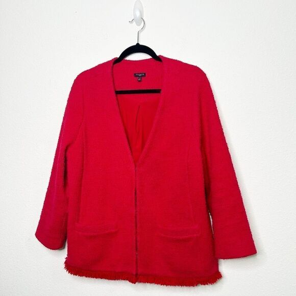 Talbots Women’s Red Tweed Hook Eye Closure Blazer Jacket Size X - Picture 1 of 15